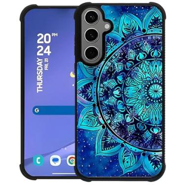 Imagem de Goodsprout Capa compatível com Samsung Galaxy S24 S25 Plus, estampa boêmia azul mandala, design incrível, à prova de choque, antiarranhões, capa traseira de policarbonato rígido para Samsung Galaxy