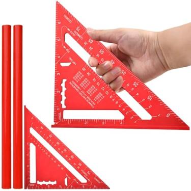 Imagem de Viga quadrada de liga de alumínio de 17 cm, régua de triângulo, régua angular, carpinteiro, triângulo, ferramenta de medição, com 2 lápis de carpintaria para marcenaria e carpintaria