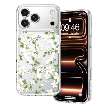 Imagem de Marphe Capa magnética para iPhone 17 Pro Max 17.5 cm transparente, estampa floral fofa compatível com Magsafe transparente proteção total à prova de choque capa de telefone rígida para mulheres e