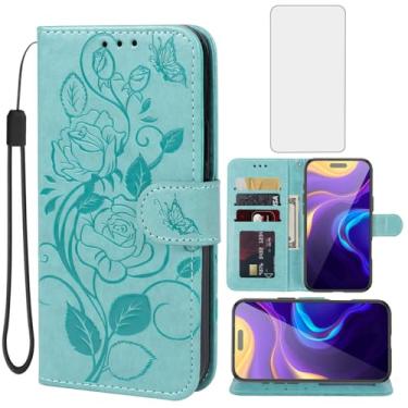 Imagem de Vavies Capa para iPhone 17 Pro Max/Capa carteira para Apple 17 Pro Max com protetor de tela de vidro temperado, flor de couro flip porta-cartão de crédito com suporte para iPhone 17 Pro Max, verde