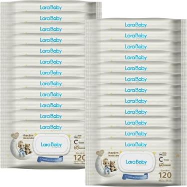 Imagem de Kit com 24 Toalha Umedecida Lara Baby Premium Recém Nascido RN 120 Uni