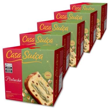 Imagem de Panettone Casa Suíça Pistache Kit 5 unidades 500g