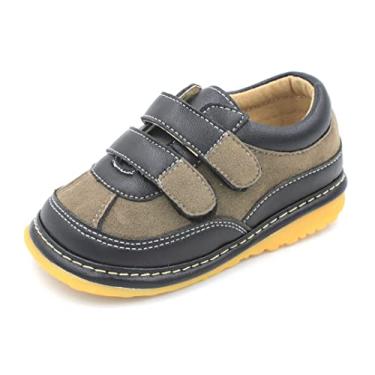 Imagem de Little Mae's Boutique Tênis infantil masculino marrom, preto ou azul marinho, ideal para bebês caminhadas, tênis removível, Black Suede, 3 Infant