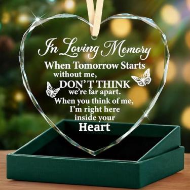 Imagem de Presentes de simpatia – Ornamento de vidro de coração para presentes comemorativos, luto, condolência, lembrança de memória amorosa para perda de mãe, pai, marido ou irmão, enfeite de Natal