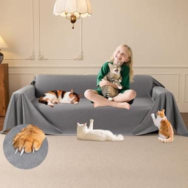 Imagem de Loiion Protetor de arranhões para sofá, capa de sofá 3 lugares, protetor de sofá macio gato, capa de sofá à prova d'água antiderrapante protetor de sofá de móveis para animais de estimação cabelo