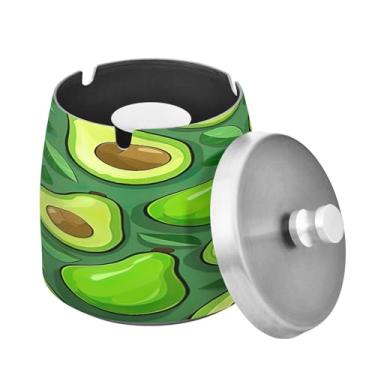 Imagem de Blueangle Cinzeiro de fatias de abacate pequeno com tampa para cigarros, à prova de vento/à prova de chuva, aço inoxidável, sem fumaça, inodoro, cinzeiro para uso interno ou externo (85)