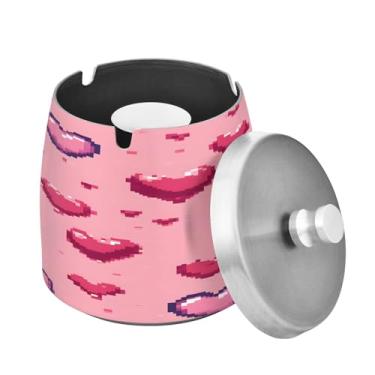 Imagem de Blueangle Cinzeiro de Dia dos Namorados com tampa para cigarros, à prova de vento/chuva, aço inoxidável, sem fumaça, inodoro, cinzeiro para uso interno ou externo (128)