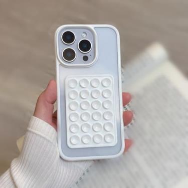 Imagem de IRTGFG Capa protetora para iPhone 16E Candy Bumper com ventosa e airbag transparente à prova de choque (para iPhone 16E/branco)