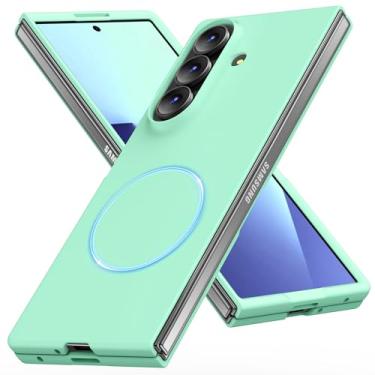 Imagem de AYSZNBLA Capa magnética para Galaxy Z Fold 7, capa de PC fosca para mulheres, homens, meninas, meninos, proteção contra quedas, capa fofa durável para Galaxy Z Fold 7, verde claro 11,37