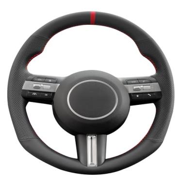 Imagem de MEWANT Capa de volante Hyundai Sonata Kona costurada à mão para Hyundai Sonata Kona 2024 Acessórios de volante para Hyundai Sonata Kona 2024