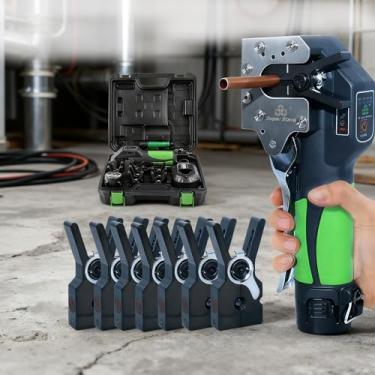 Imagem de KKSOUFX Expansor AutomáTico De Tubos,Ferramenta De Flangeamento Simples De 1/4" A 3/4", MéTrico E Imperial De 2 Polegadas, Com Led, Alimentado Por Bateria De LíTio Para Hvac E RefrigeraçãO