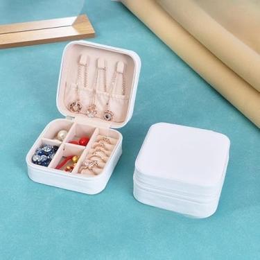 Imagem de Caixa de armazenamento de joias, mini caixa de joias portátil, caixa de presente de embalagem de acessórios, colar, brincos, anel, caixa (branca)