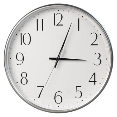 Imagem de Relógio de parede Relógio de parede minimalista, elegante, silencioso, alimentado por bateria, design versátil para decoração de casa(Silver)