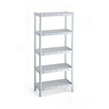 Imagem de Estante Organizadora 5 Prateleiras Modular Multiuso em Plástico – Para Cozinha, Quarto e Livros – Fácil Montagem, Preto(5 Prateleiras Branco)