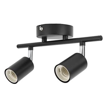 Imagem de VBESTLIFE Suporte Flexível para Luz de Pista de Led, 2 Luminárias de Teto Pretas Claras, Compatível Com Várias Lâmpadas de Base E27 de até 60W