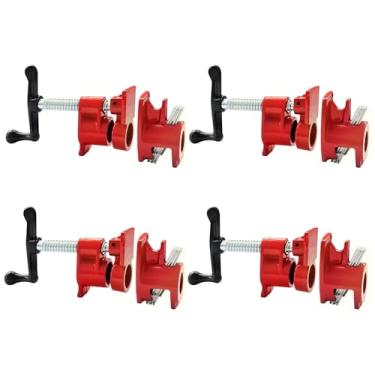 Imagem de IVWNNN Pacote com 4 braçadeiras de tubo de 3/10.2 cm para marcenaria, colagem de madeira, conjunto de braçadeiras de tubo, ferro fundido resistente para marcenaria, carpintaria, reforma de casa e