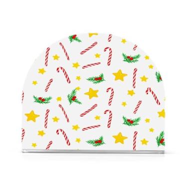 Imagem de Wassud Porta-guardanapos de acrílico com estrelas e bengalas, dispensador de guardanapos de papel moderno em forma de U para mesa, cozinha, sala de jantar, bancada 1 peça (comporta 50-60 guardanapos)