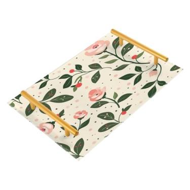 Imagem de Wassud Bandeja de banheiro com estampa floral retrô, bandejas de perfume, alça de maquiagem, cômoda, quarto, cozinha, mesa, 30 x 20 cm