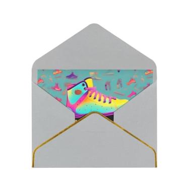 Imagem de Patins coloridos impressos cartões comemorativos para todas as ocasiões, convites de festa de aniversário de casamento, 12,7 x 15,2 cm