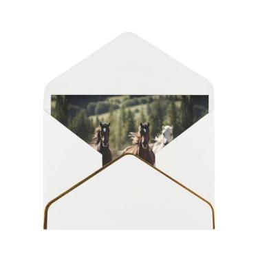 Imagem de SKKNT Três cavalos correndo imprimir cartões comemorativos para todas as ocasiões, convites de festa de aniversário de casamento, 12,7 x 15,2 cm