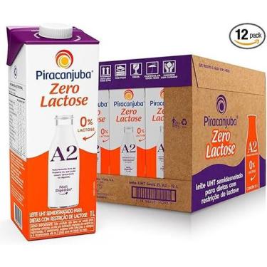 Imagem de Kit 12 Leite A2A2 Semidesnatado Zero Lactose Piracanjuba 1L