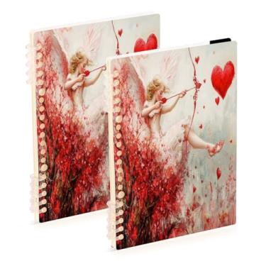Imagem de Burbuja Cadernos de tiro do Cupido dos Namorados, papel pautado universitário A5 com 60 folhas, fichário para diário, escritório, 2 unidades