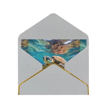 Imagem de SKKNT Cartões comemorativos com estampa de tartaruga marinha da Ilha Lord Howe para todas as ocasiões, convites de festa de aniversário de casamento, 12,7 x 15,2 cm