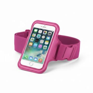 Imagem de Braçadeira Esportiva para Celular, Ajustável, Preta, Compatível com Smartphones até 5.5", para Corrida e Academia, Leve e Resistente (ROSA)