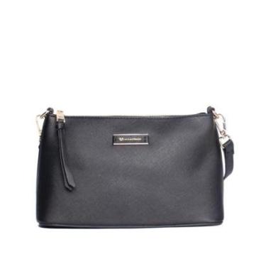 Imagem de Bolsa Feminina WJ Transversal Pequena com Textura Preto-Feminino