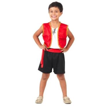 Imagem de Fantasia de Cigano com Colete Vermelho  Infantil - Sulamericana, UNICA