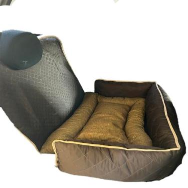 Imagem de Kit 2 Peças Protetor de Banco e Colchonete Veicular Toddy Grande 75cm x 55cm Liso (Marrom)