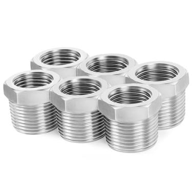 Imagem de ChillWaves Redutor de Tubo Aço Inoxidável 304, Buchanan Sextavada Redutora 1/10.2 cm NPT Macho x Adaptador de Rosca Fêmea NPT de 1/20.3 cm (Pacote com 6 Peças)
