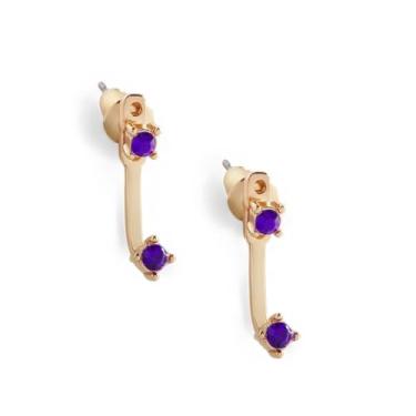 Imagem de Mint & Lily Brincos femininos com pingente de pedra do mês de nascimento – banhado a ouro 18 K sobre aço inoxidável, presente elegante para mulheres, 14mm, Aço inoxidável, Sem pedra preciosa