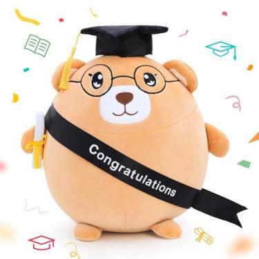 Imagem de Pelúcia Graduation Bear Emoin 30 cm com boné para meninos e meninas