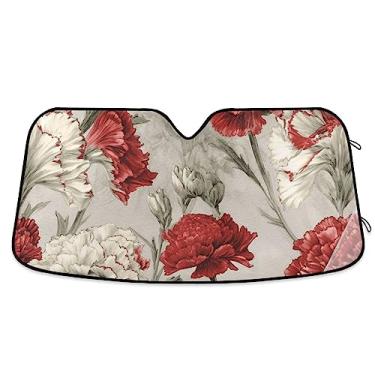 Imagem de Guarda-sol floral tricolor cravos aquarela para janela de carro, persiana de janela para carro, caminhão, SUV, acessórios de carro de verão