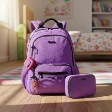 Imagem de Mochila de Costa e Estojo Box Luluca Escolar Original-Feminino