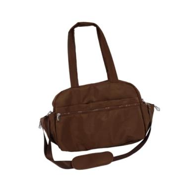 Imagem de Vaveren Bolsa de ginástica, mala de viagem, bolsa de ombro ajustável, impermeável, esportiva, tipo sacola, transversal para armazenamento de equipamentos de, Marrom