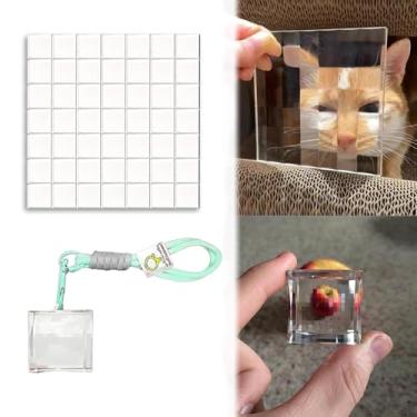 Imagem de Ouliget Filtro de pixel acrílico, chaveiro de óculos de prisma de cristal, cristal de efeito visual de mosaico criativo, prismas de fotografia óptica, presentes para viagens, jogos, 2 peças