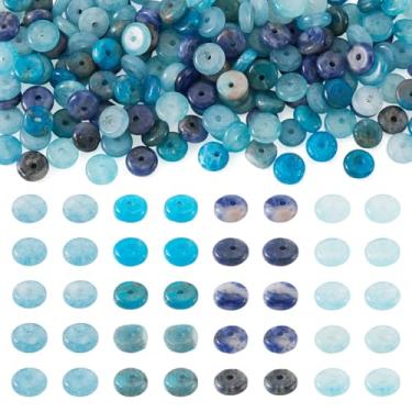 Imagem de Craftdady 180 peças de pedras naturais Heishi contas de disco azul espaçador de pedra solta contas redondas planas de pedras preciosas 4 estilos para fazer joias artesanato pulseira brincos colar