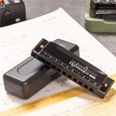 Imagem de Gaita para adultos iniciantes 10 furos chave de gaita diatônica de C, chave C de órgão de boca de metal