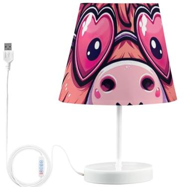 Imagem de TSENQUE Candeeiro de mesa personalizado bonito de vaca Highland com desenho animado moderno lâmpada de cabeceira LED para mesa de cabeceira recarregável por USB, lâmpada quente que muda de cor