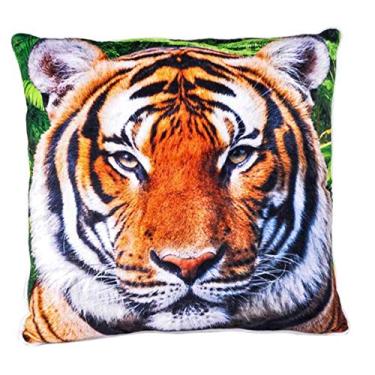 Imagem de Almofada decorativa para casa Forest & Twelfth para cama e sofá, 33 x 33 cm, decorações de animais para sala de estar, decoração étnica, pelúcia de pelúcia macia, presente refrescante para casa, Tiger
