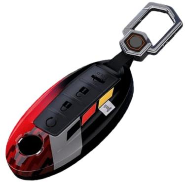 Imagem de Capa de chave de carro de 4 botões compatível com Nissan Sentra / Leaf / Rogue / Sunny / Versa / Patrol X-Trail / Qashqai / GT-R / Kicks compatível com Infiniti(Black Red set1)