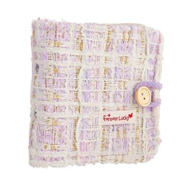 Imagem de Álbum de livros de armazenamento de cartões pequeno de grade de pelúcia, capa de PVC, álbum pequeno portátil, fichário de cartão de foto brilhante, suporte de adesivo removível, livro de fotos para