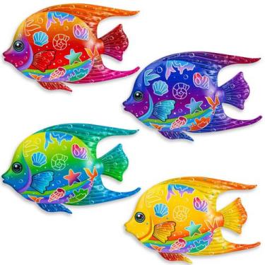 Imagem de Conjunto de arte de parede de peixes de metal SUNREEK de 9", decoração