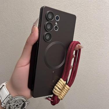 Imagem de Capa de silicone líquido fashion para Samsung Galaxy S25 Ultra S25 Plus S21 S22 S23 S24 Ultra, película protetora para lente e pulseira, marrom, para Samsung S21