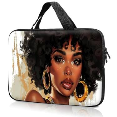 Imagem de Bolsa para laptop de 35.6 cm 38.1 cm bolsa para computador, 36.1 cm 39.1 cm capa para notebook compatível com Dell, Lenovo, Toshiba HP, Asus Notebook Messenger Briefcase-Girl com cabelo curto