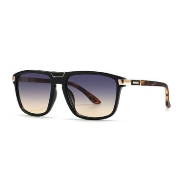 Imagem de Óculos de Sol UV400 - Lentes Jelly com Degradê de Oncinha para Homens e Mulheres, Ideais para Esportes ao Ar Livre, Corrida e Ciclismo, nas Cores Preto, Cinza e Amarelo.