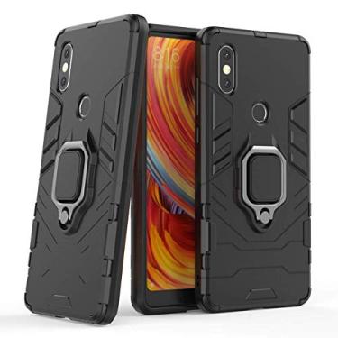 Imagem de Compatível com Xiaomi Mi Mix 2S Capa Prova de Choque de Camada Dupla, Anel Giratório de 360 com Suporte de Celular para Carro (Preto)