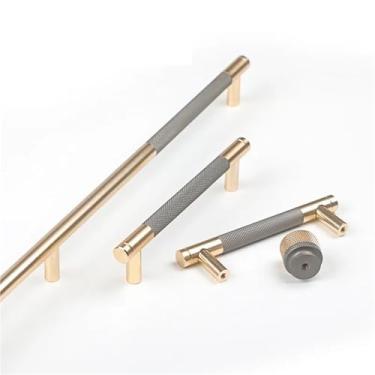 Imagem de Puxadores de alumínio cinza dourado em relevo puxadores de porta de armário de móveis puxadores de gaveta 1 peça (256 mm)